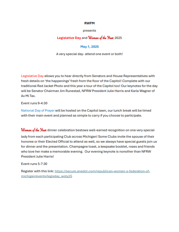 Woman of the Year and LEgislative Day